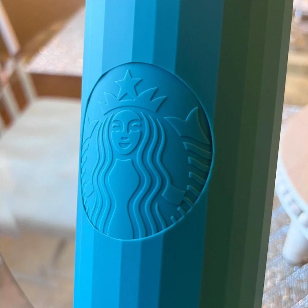 π Starbucks Matte Teal Aqua Dark Turquoise Blue Venti Tumbler NEW Overseas HTF - Picture 9 of 11